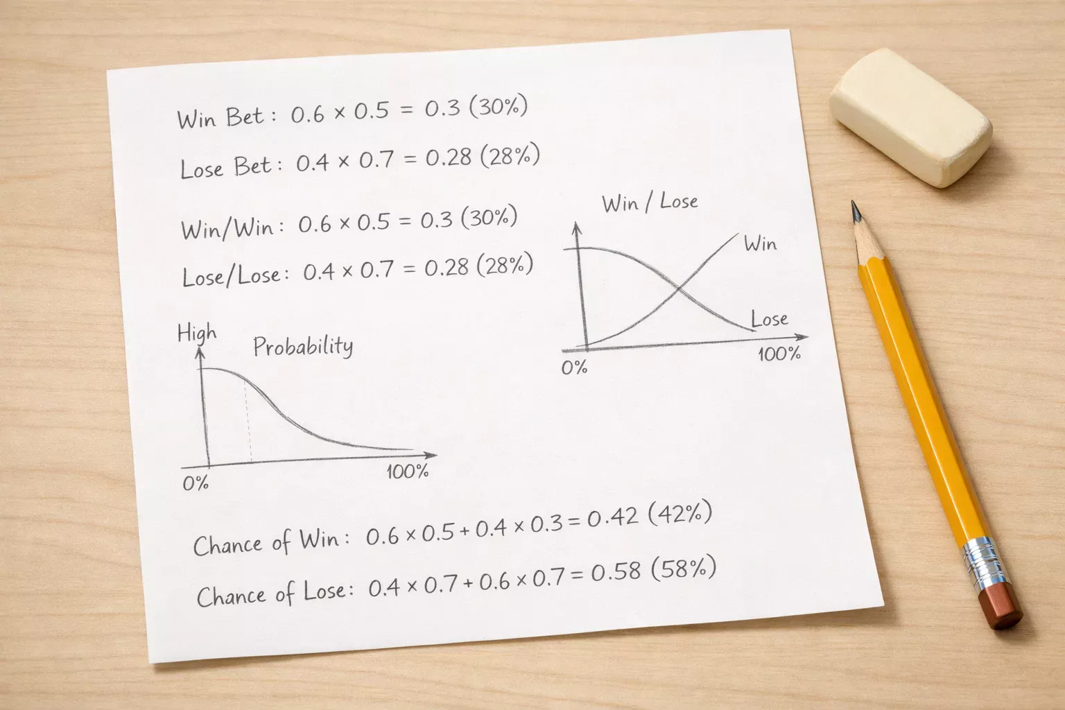 Foglio con calcoli matematici e quote di scommesse