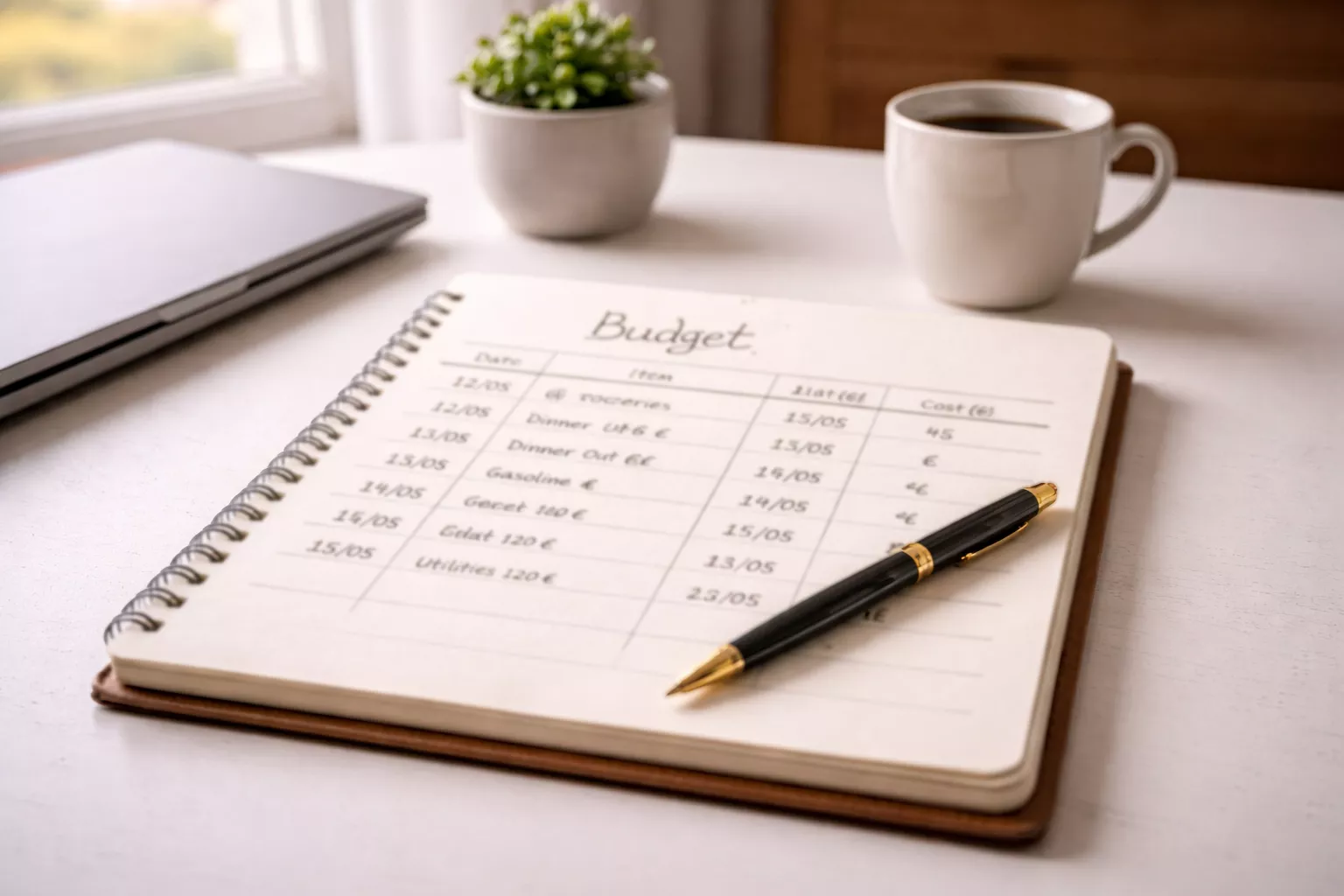 Persona gestisce budget con blocco note