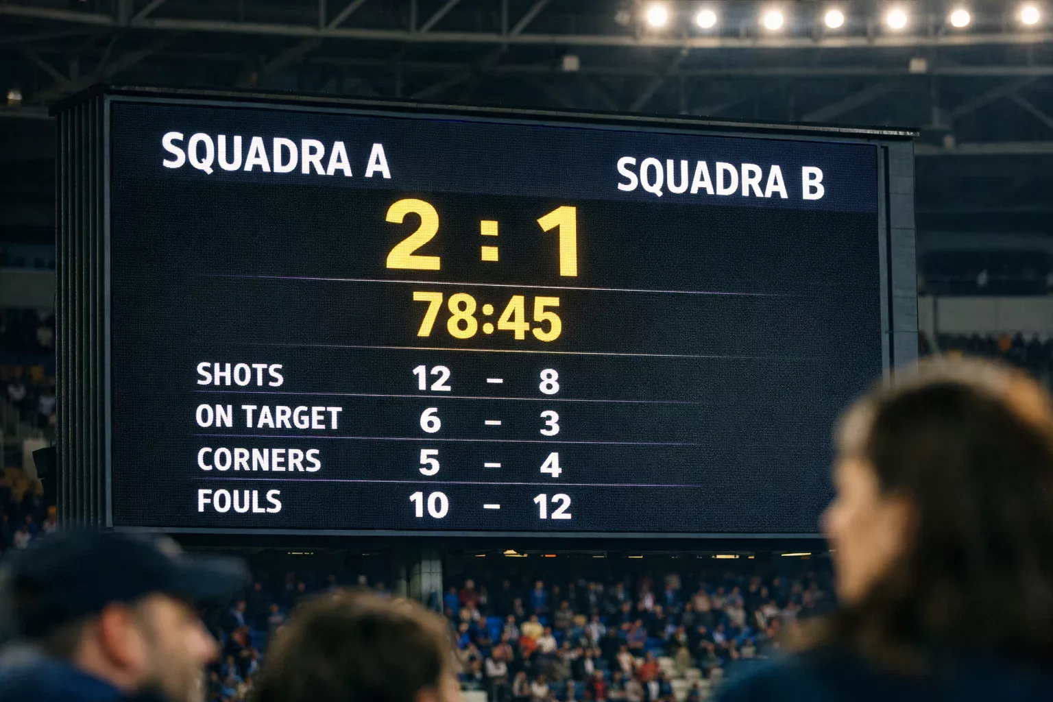 Tabellone con risultati e statistiche di calcio