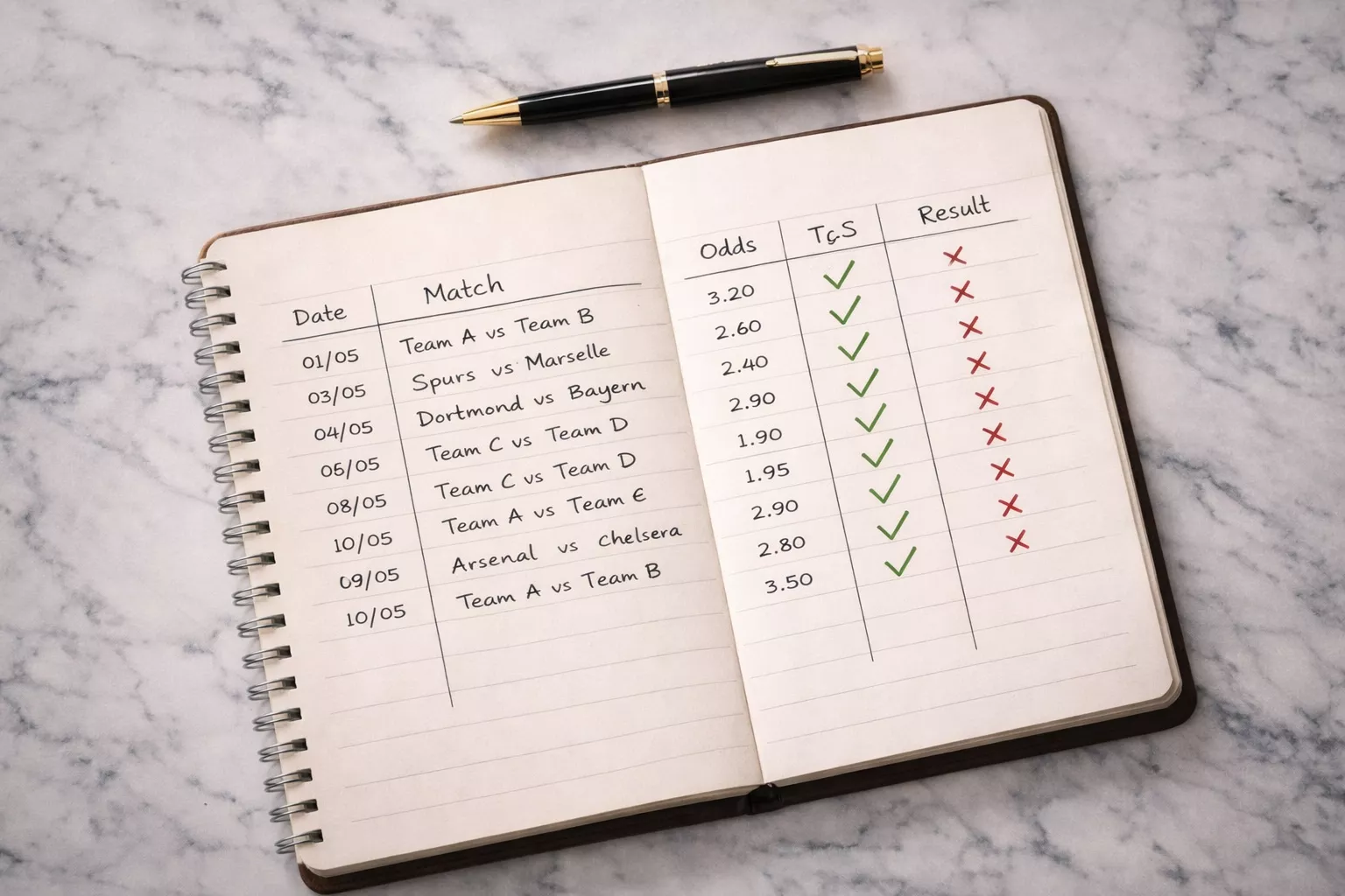 Registro e tracking delle scommesse calcistiche